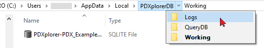Open log files folder