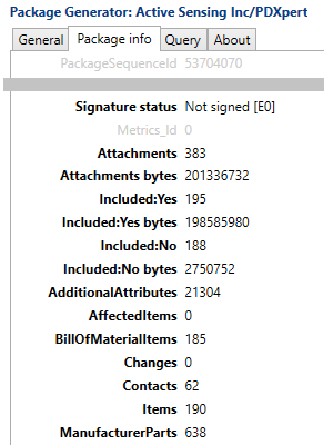 PDX package info - metrics